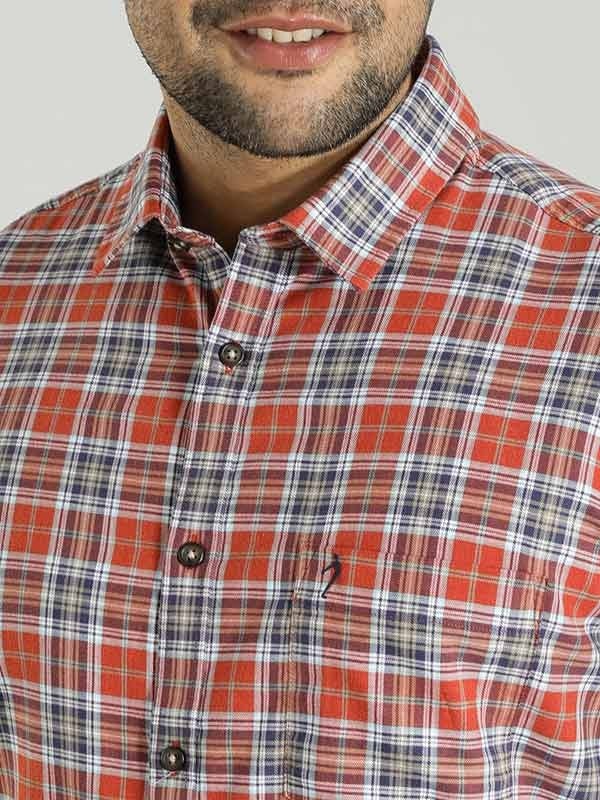 Indian Terrain Men Checkered Red Shirt